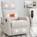 Anwick 360° Swivel Rocker Recliner Chair with Heat and Massage, Manual Upholstered Recliner for Small Spaces, Fabric Glider Nursery Chair with Side Pockets for Living Room (Beige)