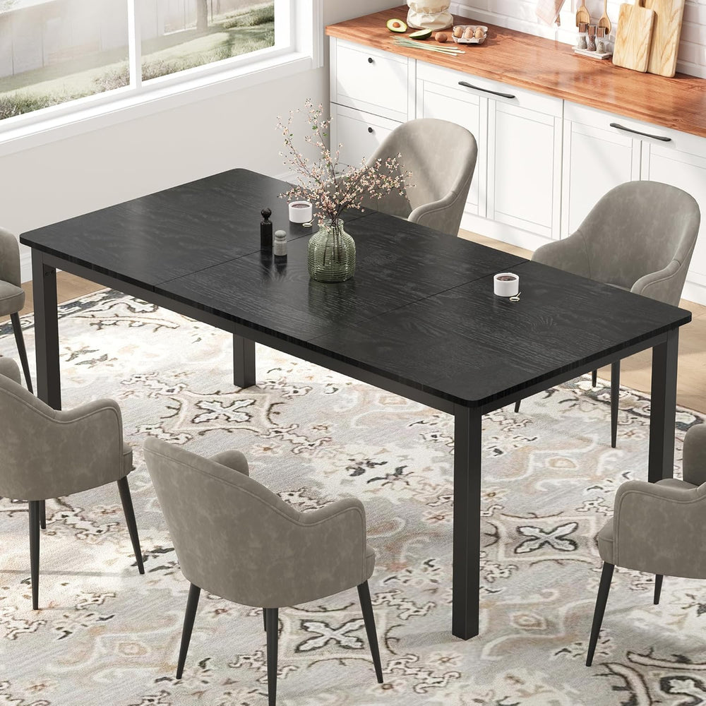 79 Inch Industrial Dining Table for 4-6 Person Rectangle Kitchen Table with M...