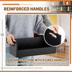 CroBlissful 2 Set Wooden CD Storage Box Holder Shelf Cassette Tape Display Racks with Carrying Handles, Organizer Shelf for Movie Cases, DVDs, Each Set Can Store up to 36 Pcs CDs (Black)