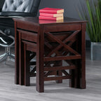 Winsome Xola Nesting Tables, Cappuccino | Small Square Coffee or End Table Set for Bedroom, Living Room, Den, Elegant Furniture for Any Home Decor