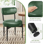 Upholstered Dining Chairs Set of 4, PU Leather Dining Room Chairs with Sturdy Metal Legs, Kitchen Chairs for Dining Room/Kitchen/Restaurant/Hotel, Modern Style, Green