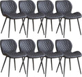 Dining Chairs Set of 8, Comfy Modern Dining Chairs with Thick Cushions, Upholstered Fabric Kitchen Side Chairs with Adjustable Metal Legs for Dining Room (Black)