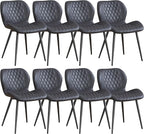 Dining Chairs Set of 8, Comfy Modern Dining Chairs with Thick Cushions, Upholstered Fabric Kitchen Side Chairs with Adjustable Metal Legs for Dining Room (Black)