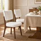 YOUNIKE Wooden Dining Chair, Chenille Fabric Upholstered Dining Room Chair Kitchen Side Chair, Farmhouse Dinner Chair with Solid Wood Legs for Kitchen Dining Vanity, Beige (Single Pack)