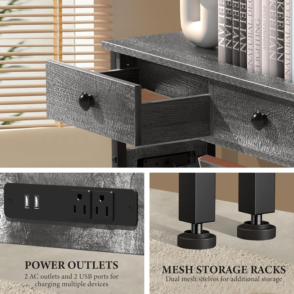 32" Narrow Console/Entryway Table with Storage & 2 Drawers & Out...