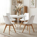 CangLong Dining Chairs Set of 4, Mid Century Modern Kitchen and Dining Chair, Soft Padded Dining Desk Chairs with Wood Legs, for Kitchen, Dining, Living Room & Bedroom, White