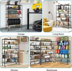 6 Tier Metal Shelving 6000Lbs Capacity Storage Shelves Heavy Duty Shelving Unit NSF Certified with Wheels and Adjustable Feets Commercial Grade Utility Shelf, 48"x 18"x 76" Wire Rack, Black