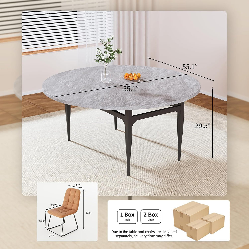 HIPIHOM Expandable Folding Dining Table Set, 55-Inch Round to Square Table wi...