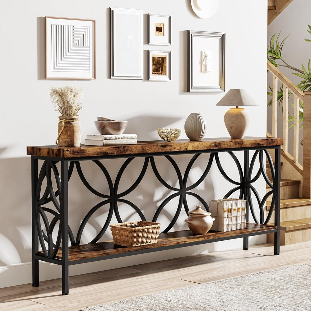 Tribesigns 70.9-Inch Narrow Sofa Table, Industrial Long Sofa Table Behind Cou...