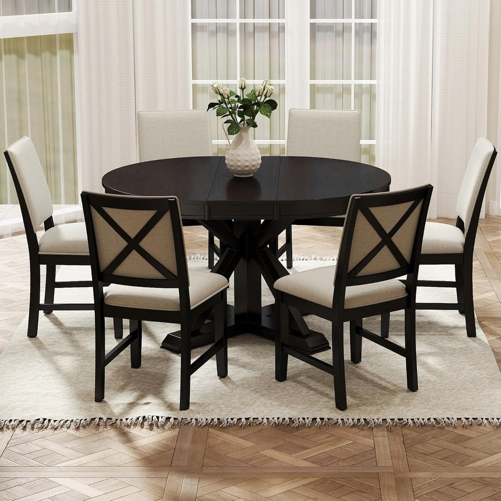 42"-54" Extendable Dining Table for 4-6 People Farmhouse Round/Oval...