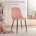 CangLong Modern Velvet Chairs with Metal Legs for Living Room, Bedroom, Restaurant, Dining Room, Set of 4, Pink
