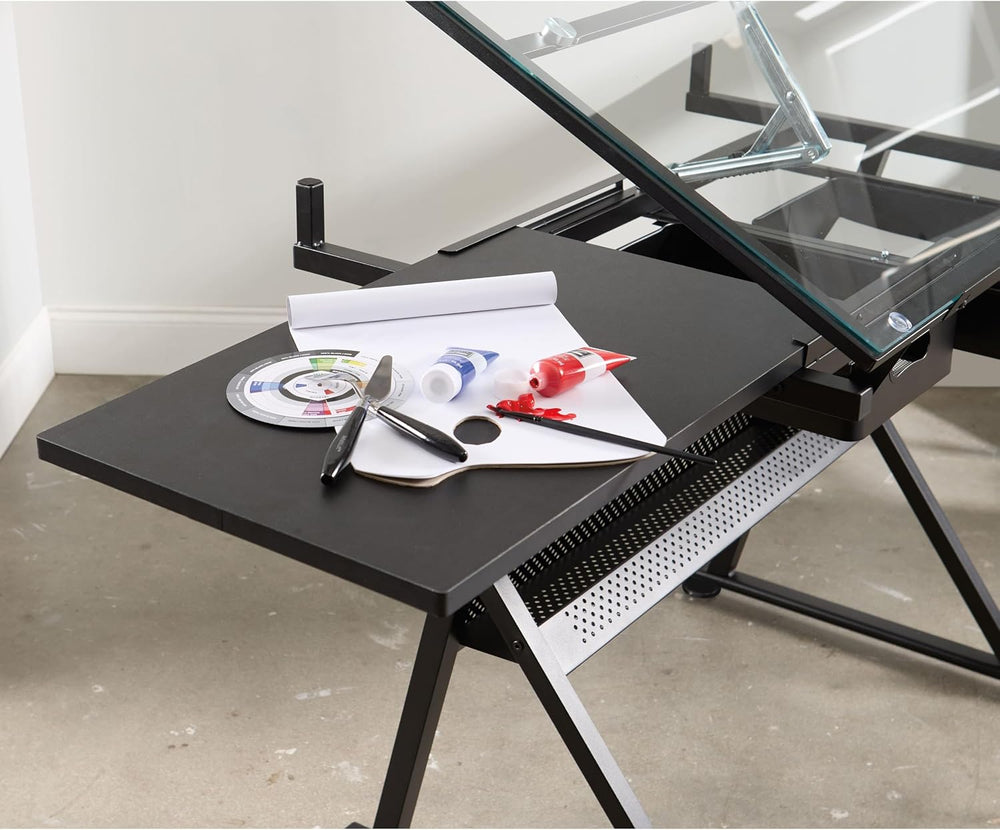 Artist's Loft Artist Table - Glass-Top Table for Drafting, Drawing, Sketc...