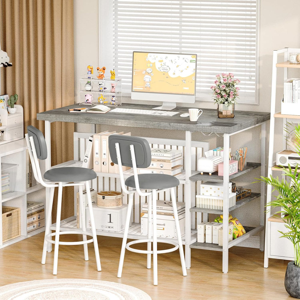 DKLGG 3 Piece Dining Table Set for 2,Kitchen Island with Seating & Storag...