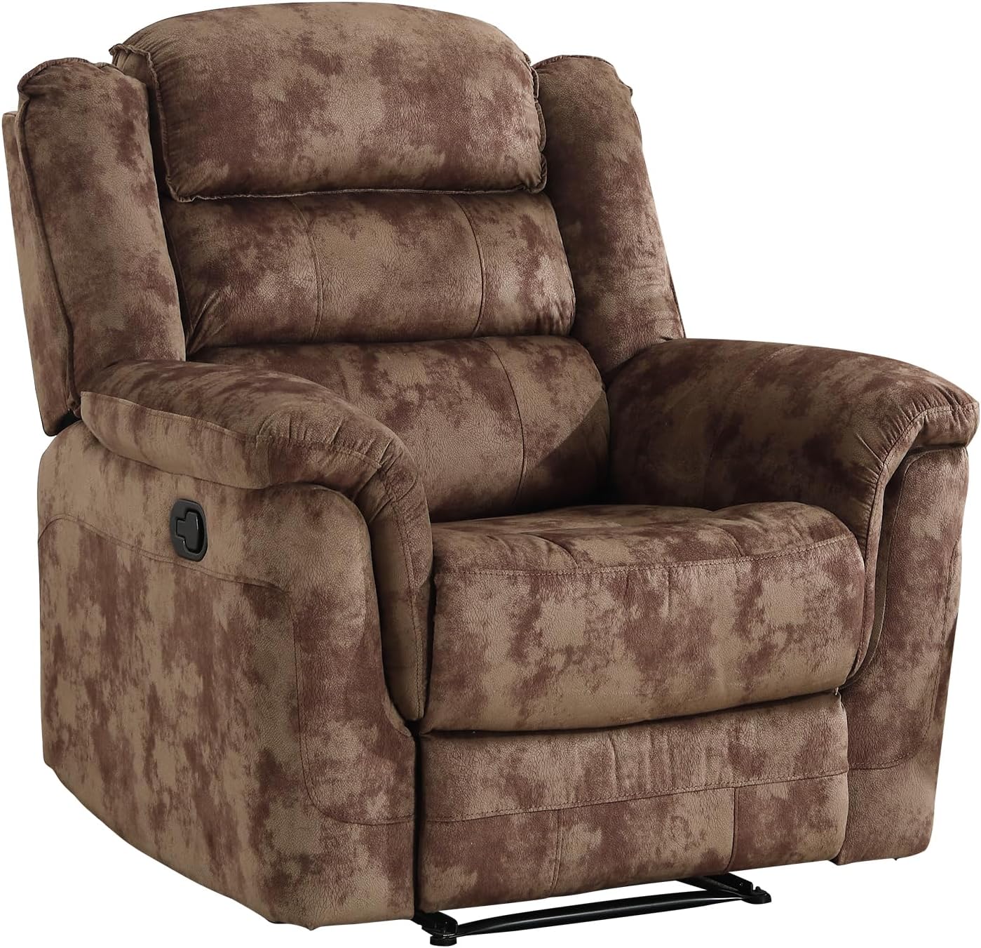 EBELLO Manual Recliner Chair, Soft Fabric Recliner Sofa with Overstuffed Armrest and Backrest for Living Room, Bedroom, Brown
