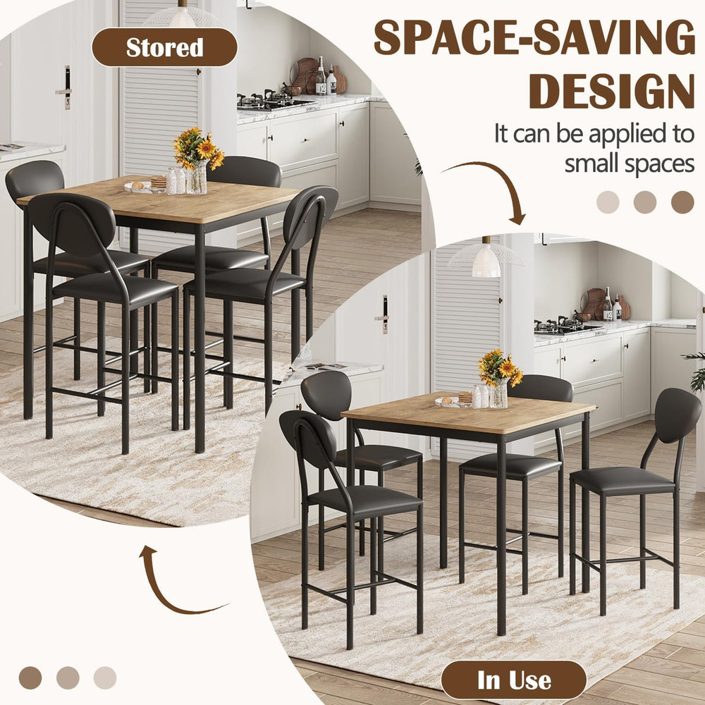 EROMMY Dining Table Set for 4, Modern Kitchen Table and Chairs with PU Leathe...