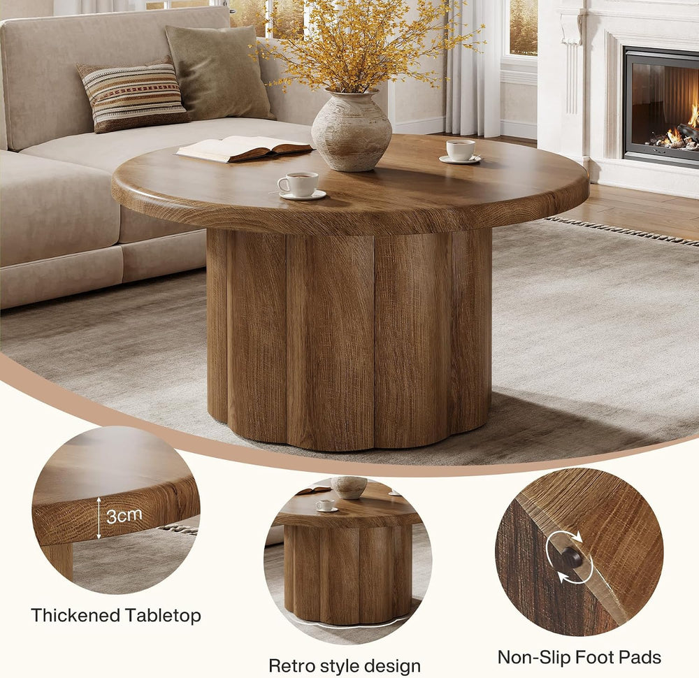 Tribesigns 31.5" Round Coffee Table for Living Room, Farmhouse Circle Ce...