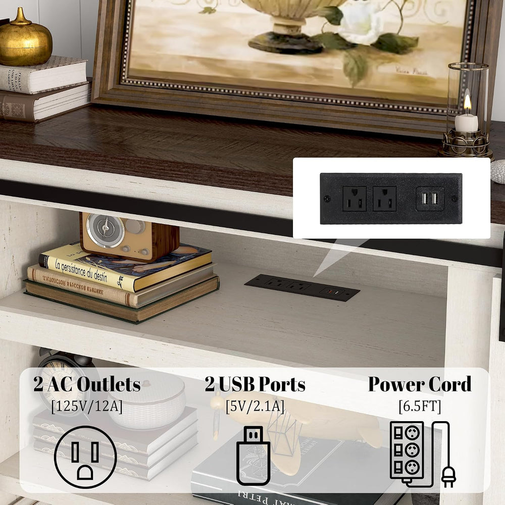 Hlivelood 66" Farmhouse TV Stand for 75 Inch TV, 33" Tall Entertain...