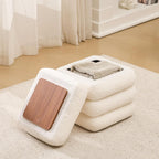 Wimarsbon Square Storage Ottoman, Modern Sherpa Footstool, Teddy Vanity Stool with Flip-Top Tray, Makeup Chair for Home Decor, Upholstered Footrest for Living Room & Bedroom (16inch Square)