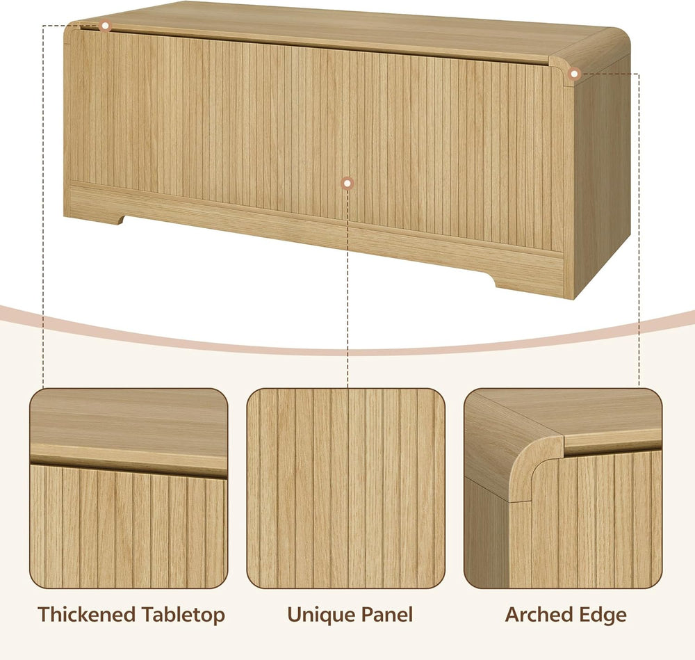Storage Chest, 47.2" Large Entryway Bench with Storage, Wooden Storage C...