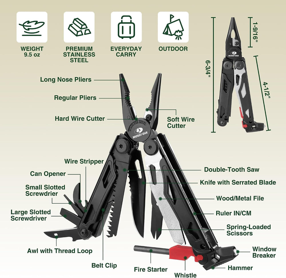 MOSSY OAK 19-in-1 Multitool Pliers Stainless Steel Self-Locking