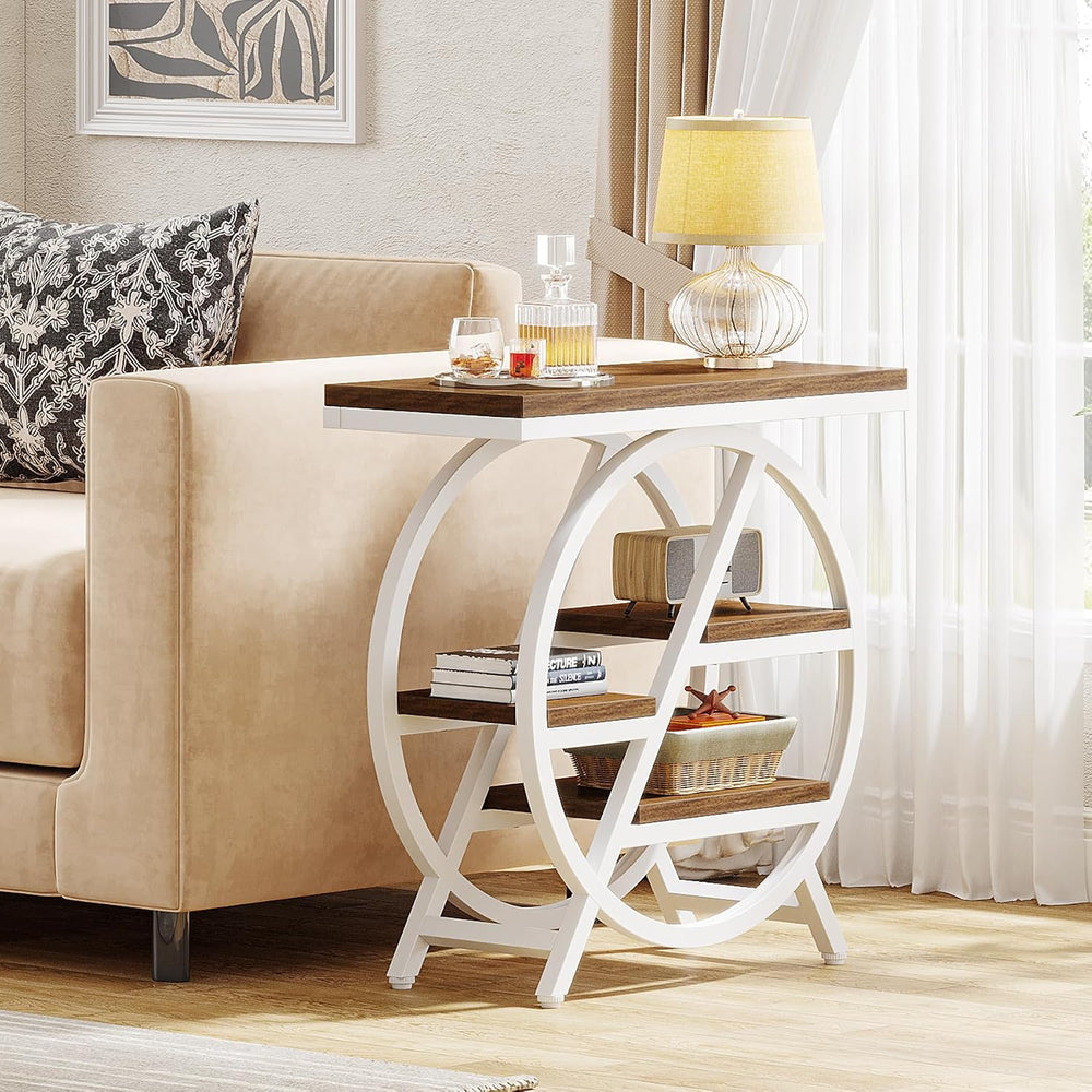 Tribesigns End Table Set of 2, 3-Tier Modern Narrow Side Table with Storage, ...