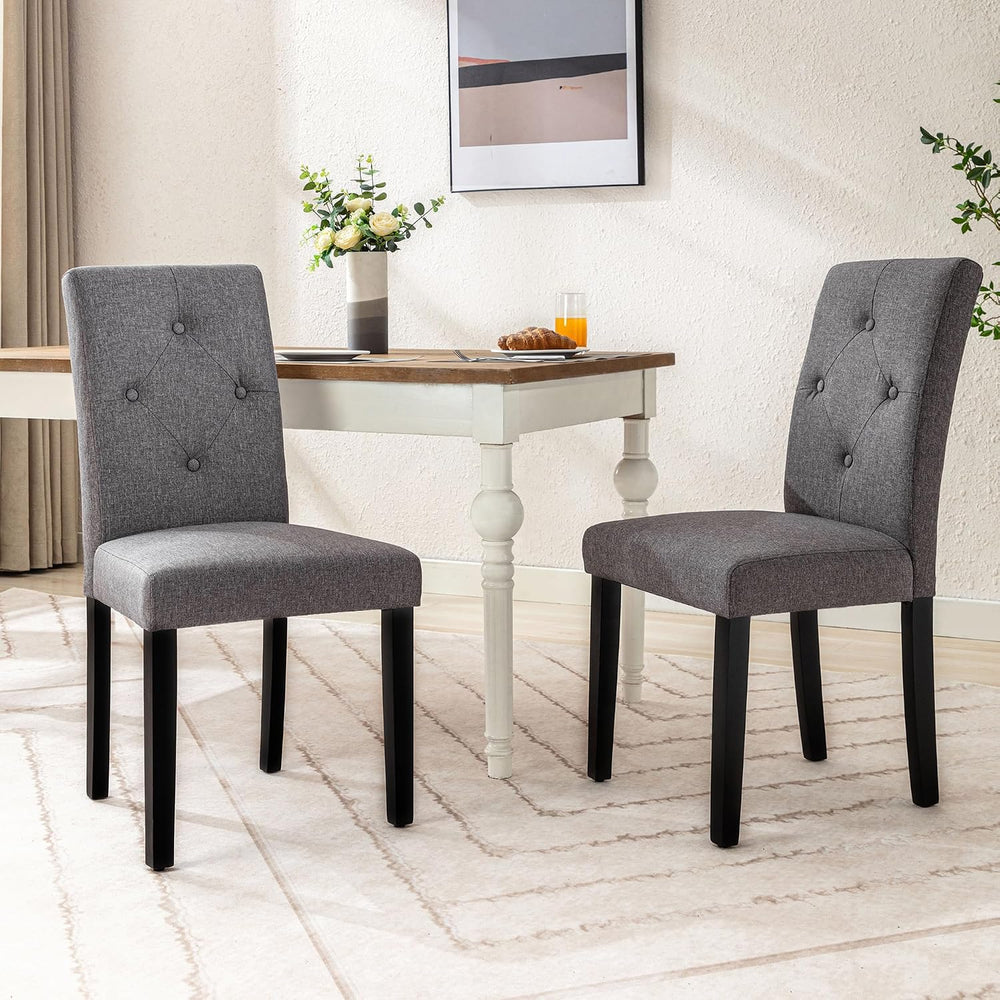 VECELO Upholstered Dining Chairs Set of 6, Modern Fabric and Solid Wood Legs ...