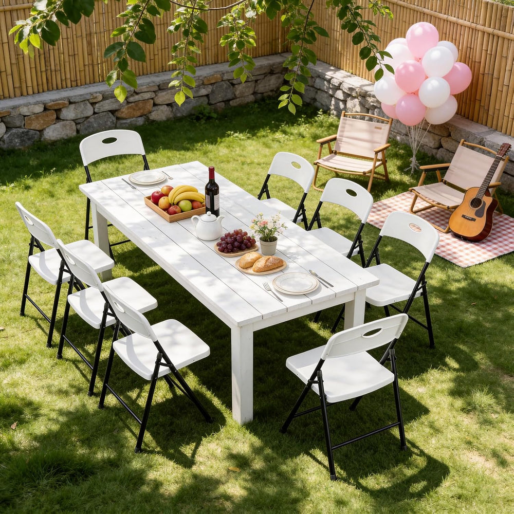 Folding Chairs 4 Pack, Outdoor White Folding Chairs for Outside Indoor, Porta...