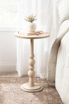 Kate and Laurel Wegner Traditional Wooden Round Side Table, 16 x 26, Whitewash, Elegant and Durable Pedestal Table for Use as Living Room End Table, Plant Stand, or Bedroom Nightstand