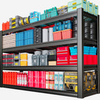 68" Wide Heavy Duty Garage Shelving Units, 4-Tier Deep Storage Shelves,Black Metal Garage Shelves,Steel Shelf,Large Storage Rack,Industrial Shelving for Shop, 68" W x 24" D x 68" H