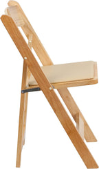 Flash Furniture Hercules Series Beechwood Folding Event Chairs with Padded Seats, Modern Wooden Folding Banquet Chairs, Set of 4, Natural