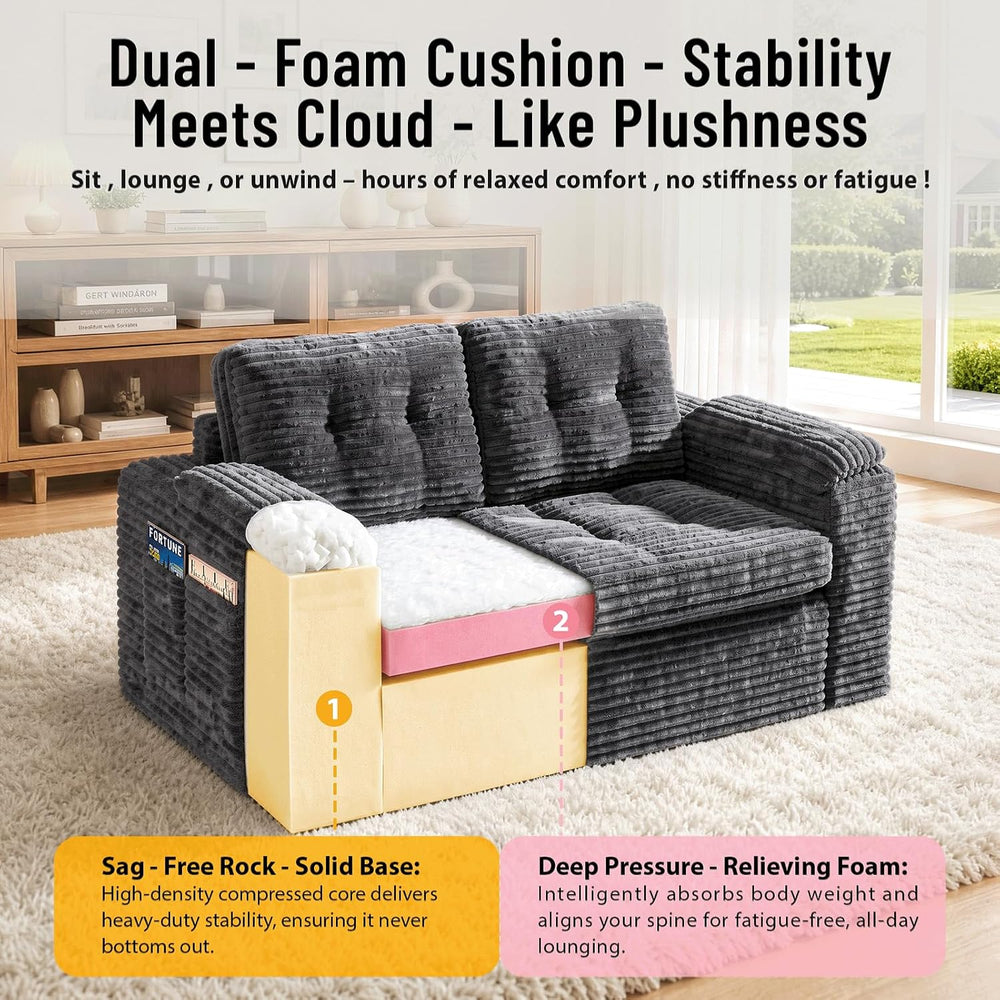 Loveseat Sofa for Living Room, Small Cloud Couch with Double-Density Foam Sup...
