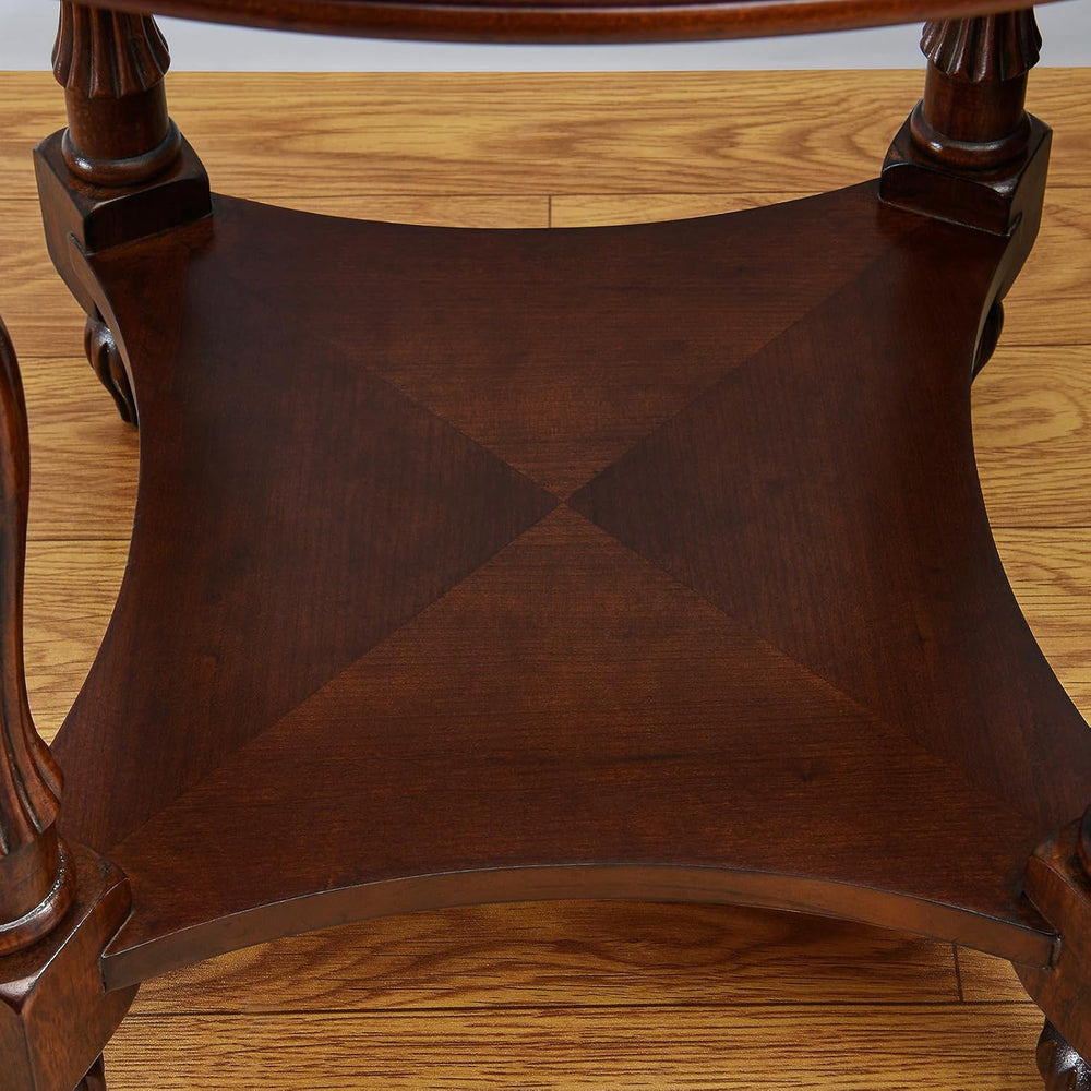 Vintage Solid Wood Oval End Table with Tempered Glass Top, 28"x24" ...