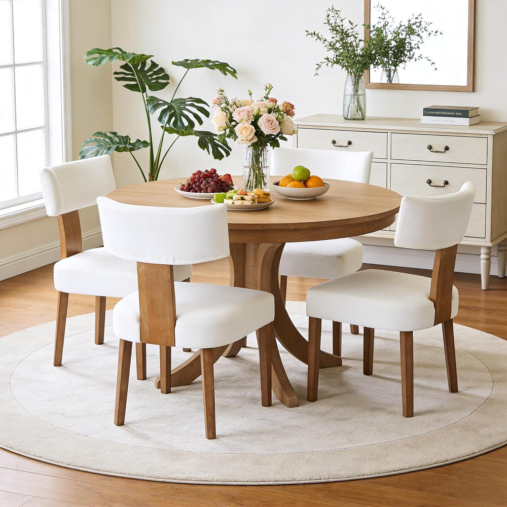Upholstered Dining Chairs Set of 2, Mid Century Modern Linen Dining Chairs, A...