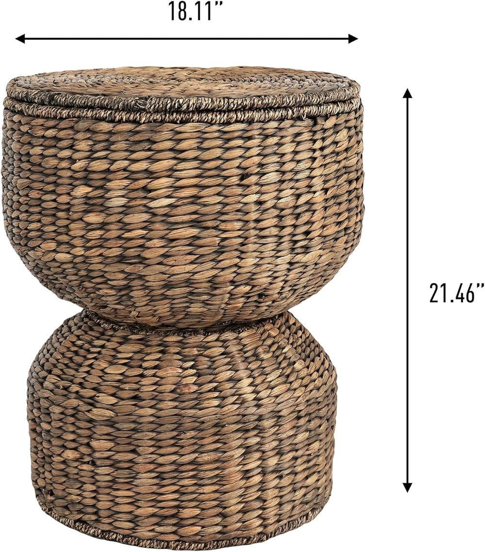Eyely TAS1000B CAIA 18" Hourglass Handwoven Hyacinth Storage Accent Tabl...