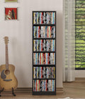 6 Tier DVD Storage Shelf, Media Shelf with Adjustable Shelves, Black | Media Organizer Shelf for DVDs, Video Games & Movies, Holds Up to 150+ DVDs