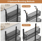 Over The Door Organizer, 8-tier Metal Door Organizer Hanging with Adjustable Baskets, Behind The Door Storage for Bedroom Closet Bathroom Pantry Cabinet Kitchen, Black