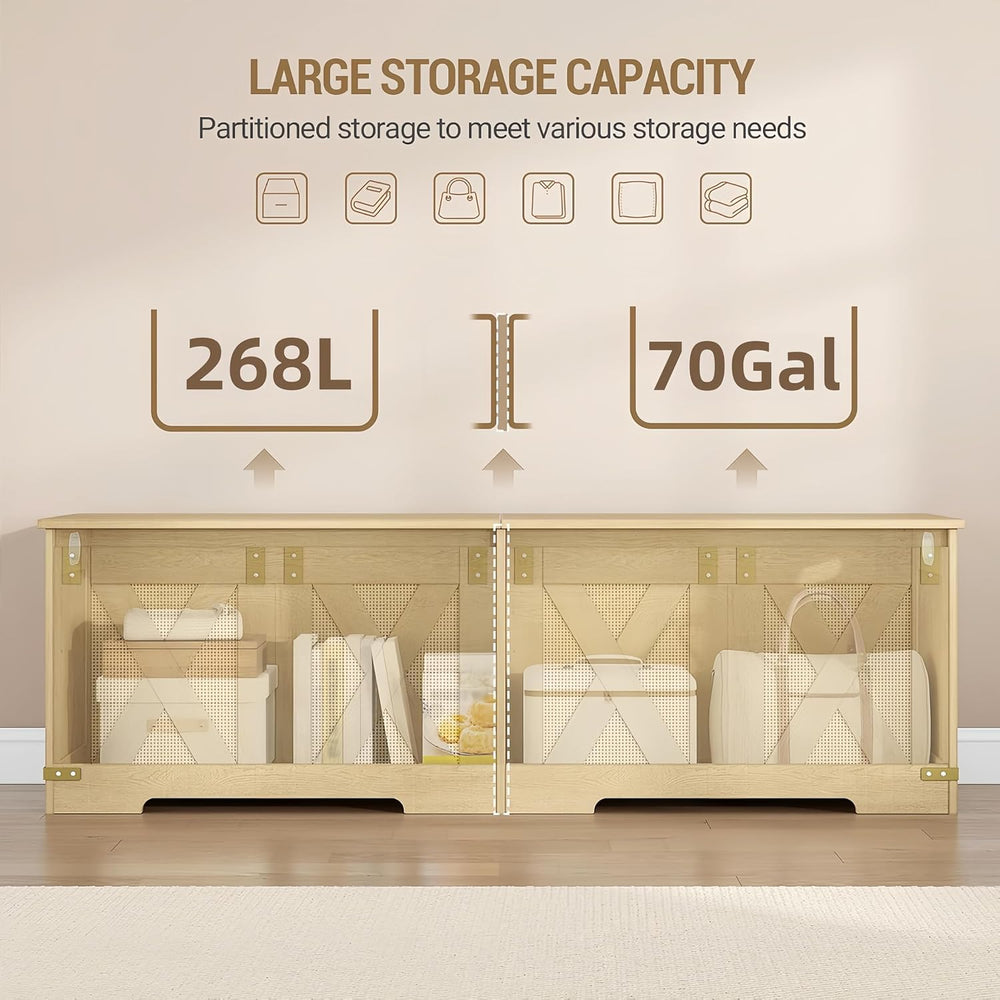 Hzuaneri 59" Boho Storage Chest and Bench | 70 Gal | 330lb Seat | Soft-C...