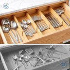 4 Pack 2.36" Bamboo Drawer Dividers, 17-22" Expandable Kitchen Organizers | Adjustable Spring-Loaded Tension Separators with Foam Pad for Clothes, Utensils, Kitchen, Dresser, Nursery & Bathroom