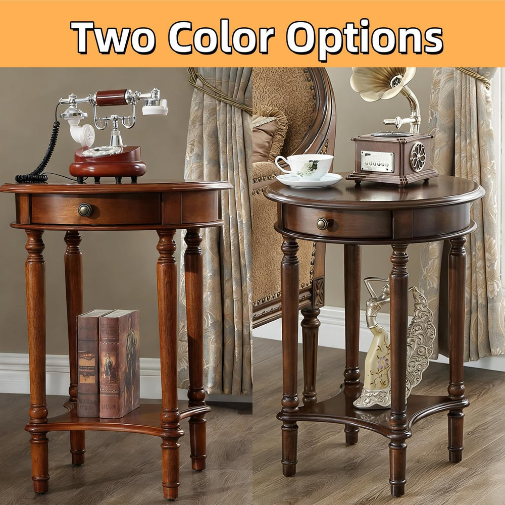 YUNMUAIR-Vintage End Side Table Solid Wood End Table with Drawer and Storage ...