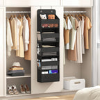 1 Pack 5-Tier Over the Door Organizer, Heavy-Duty Large Deep Pocket Hanging With 5 Large Front & 6 Side Pockets With for Pantry, Kitchen, Bathroom, Dorm, Black