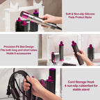 2025 New Storage Holder for Dyson Airwrap Hair Tool Organizer Accessories, Clear Acrylic Hair Dryer Rack 6 Holes Countertop Desktop Styler Stand Bathroom Organizer with Cord Hanger