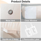 Comforter Storage Bag - Large Capacity Blanket Storage Bags 3-Layer Ultra Space Saving Self Compression Organizer, Washable Compression Bags for Storage Comforter Blanket, 2-Pack, Beige