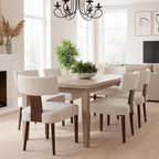 HNY Set of 6 Mid Century Modern Dining Chairs, Farmhouse Velvet Upholstered Accent Chair Curved Backrest Kitchen Chairs, with Hardwood Frame, Cream, Velvet-beige, 6PC