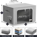 Sorbus Storage Bins with Metal Frame - Stackable & Foldable Clothes Organizer Bags - Oxford Fabric Storage Containers with Large Clear Window & Carry Handles Organization for Bedding Linen & Clothing