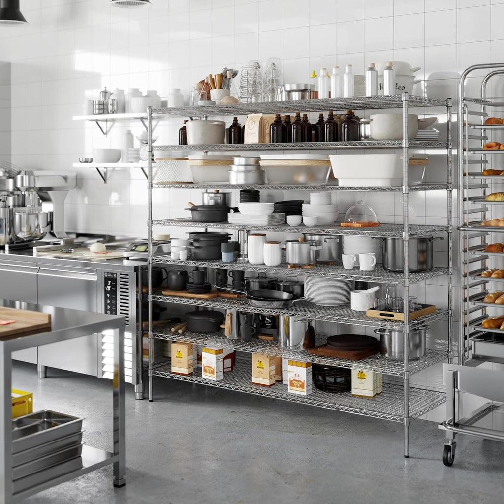 24" Deep x 72" Wide x 74" Height Wire Shelving Kit | 8-Tier | NSF Commercial Storage Rack Unit