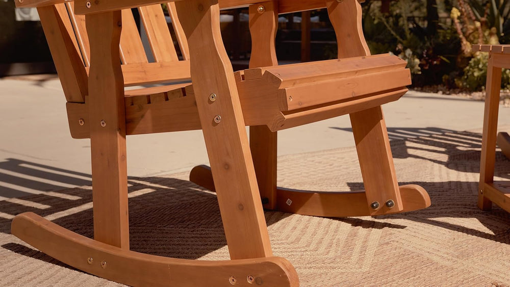 Wooden Patio Rocking Chair with Comfortable Backrest Inclination, High Backre...