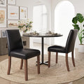 Dining Chairs Set of 2, Modern Dining Room Chairs with Wooden Legs, Faux Leather Upholstered Kitchen Farmhouse Parsons Chairs for Restaurant & Cafe- Black