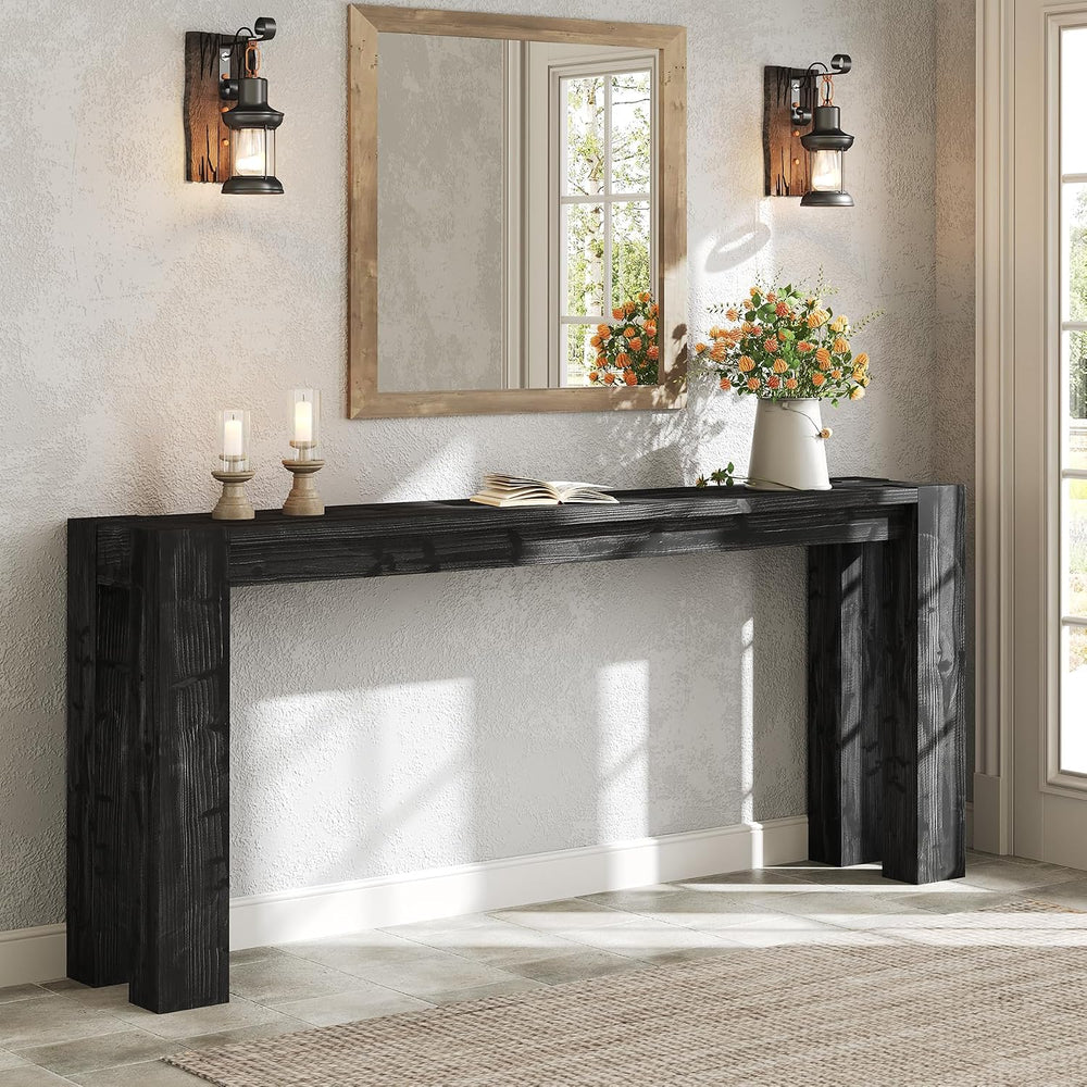 Solid Wood Black Console Table for Entryway, 70.9-Inch Extra Long Narrow Sofa...