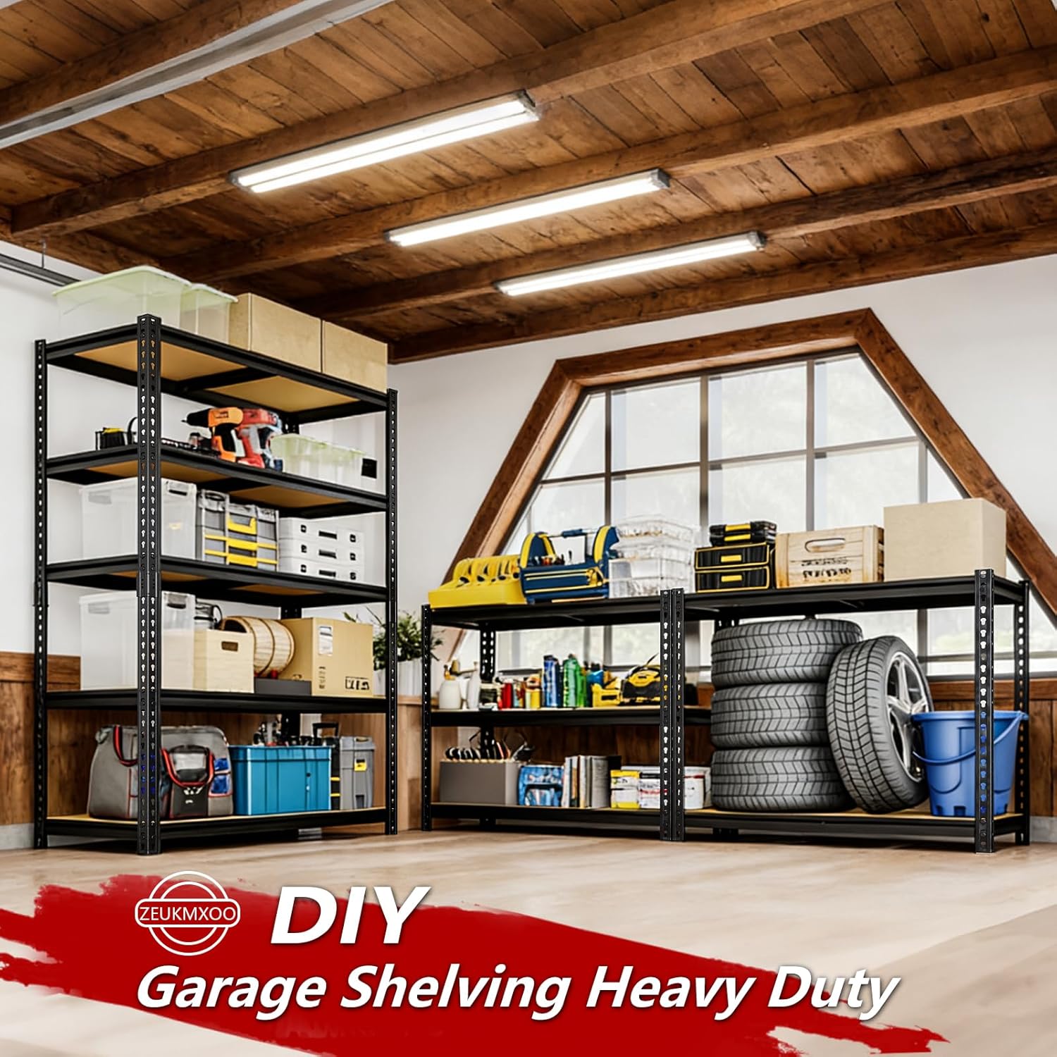 72" H Storage Shelves,Storage Shelves Heavy Duty,2400LBS Metal Shelving Units,Adjustable Garage Shelving Heavy Duty for Garage Storage,Warehouse,16"x35.5"x72