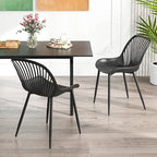 Giantex Black Dining Chairs Set of 4, Modern Kitchen Chairs w/Metal Legs, Cutout Backrest, Curved Seat, Armless Accent Chairs, Indoor Side Chairs for Living Dining Room Home, Load 330 LBS